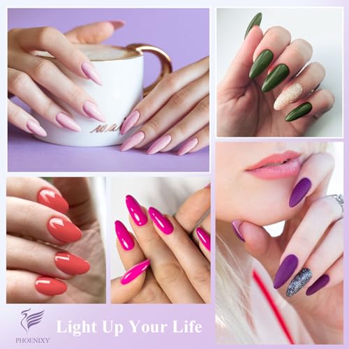 Phoenixy 24-Piece Gel Nail Polish Set with Base, Glossy & Matte Top Coat