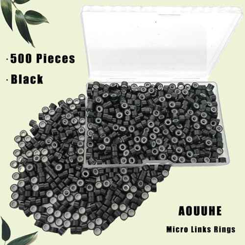 500 Pcs Micro Link Rings Beads for Hair Extensions 5mm Silicone Lined Beads Microlinks Hair Extensions Tool (Black, 5.0mm)
