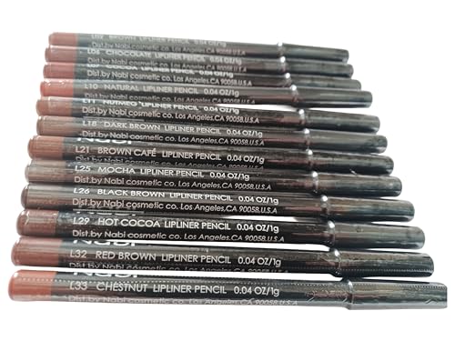 12-Piece Lip Liner Pencil Set - Brown Tones