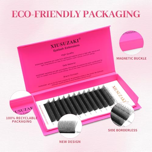 W Eyelash Extension W Shape 3D Premade Fans 0.07 D Curl Matte Black W Lash Volume Fans(HW3D-0.07 D-8-15mm MIX)