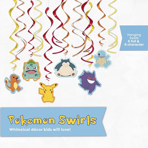 Pokemon Birthday Party Decorations Kit - Banner, 12 Swirls & Sticker
