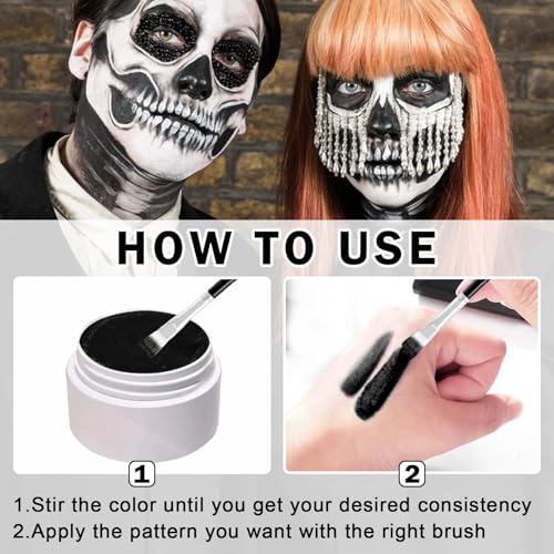 Black & White Face Paint Kit - Professional Halloween Makeup