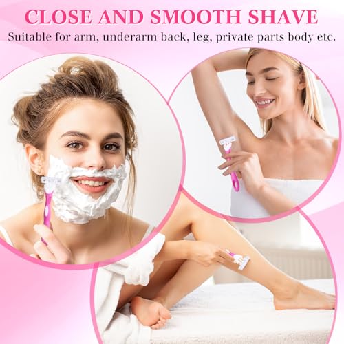 12 Count Women's Disposable Razors Blades Bulk 3 Blade Razors for Women Disposable Head Razor Sensitive Skin Razor Comfortable Shave for Bathing Hotel Travel