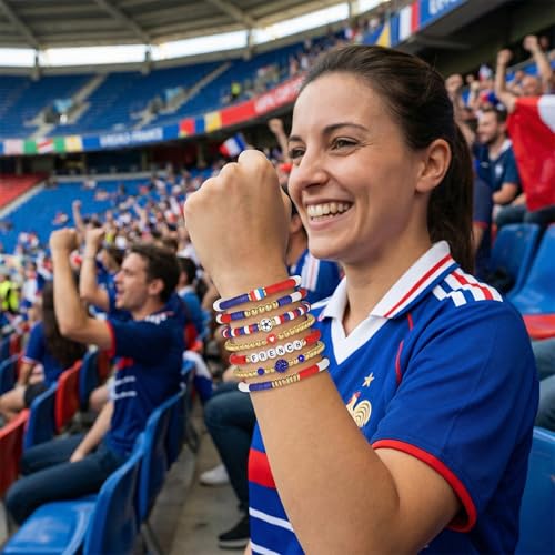 Poasrelax World Soccer Game-Day Cup Bracelets Set 7pcs - S-French Sports Fan Jewelry