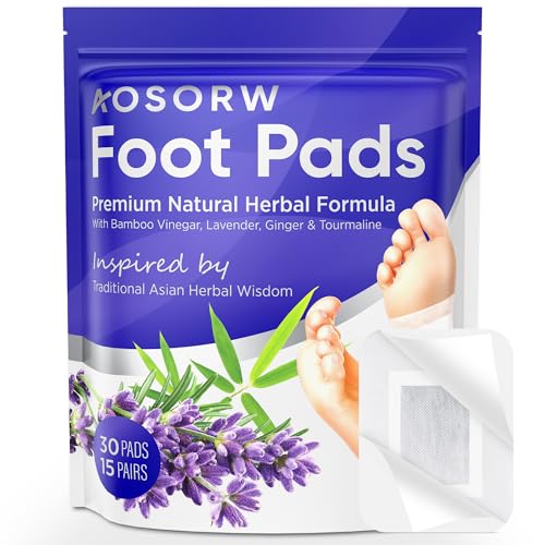AOSORW Natural Bamboo Vinegar Herbal Foot Pads - Lavender & Ginger, 30 Pack