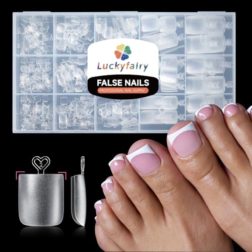 Luckyfairy Square Toe Nail Tips 240pcs 15 Size French Style