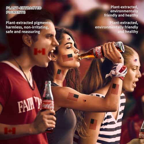 10Pcs World Cup Flag Face Tattoos - Waterproof Temporary Stickers