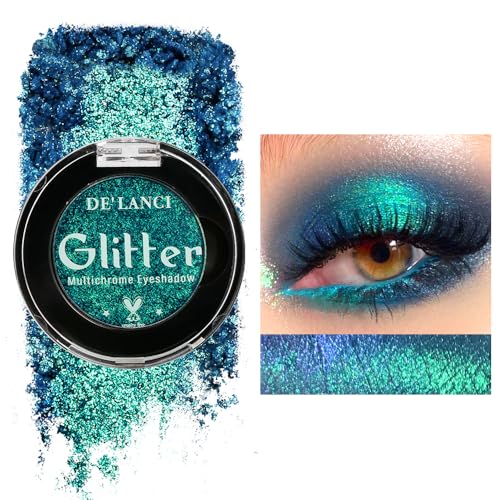 DE'LANCI Duo Chrome Green Eyeshadow - Peacock Blue Shimmer