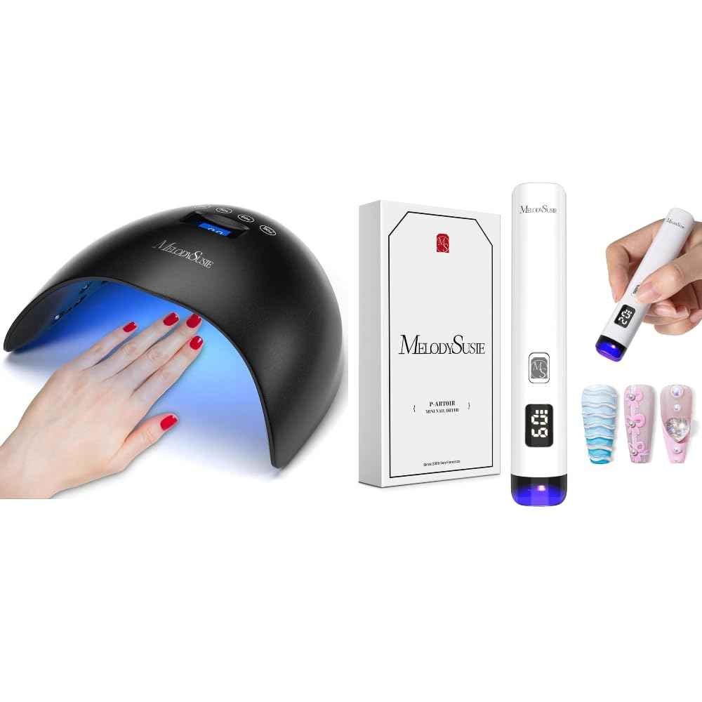 MelodySusie 48W LED UV Nail Lamp - Black with Handheld UV Light for Gel Nails