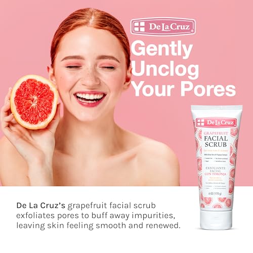 De La Cruz Grapefruit Facial Scrub - Face Exfoliator Scrub with Vitamin E, Papaya and Aloe Vera (6 Ounce (Pack of 1))