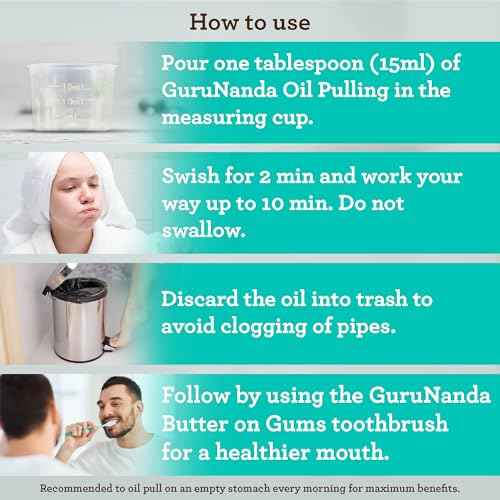 GuruNanda CocoMint Oil Pulling Mouthwash for Complete Oral Hygiene, 7 Essential Oils & Vitamins for Happy Teeth & Gums & Fresh Breath, Alcohol-Free, 16 oz
