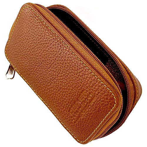 Parker Saddle Brown Leather Safety Razor Travel Case