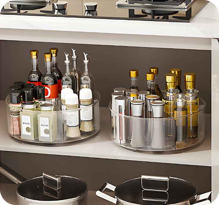 360° Rotating Makeup Organizer 11.5" Clear Turntable Lazy Susan Organizer for Vanity, Bathroom Counter, Pantry, Cabinet, Spinning Cosmetic Storage Holder with 5 Dividers for Skincare, Makeup Brushes
