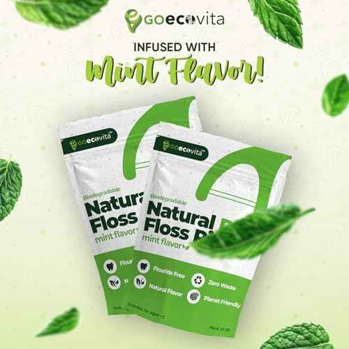 Biodegradable Dual Thread Floss Picks - Natural Straw Wheat Handle | Tight Gap Dental Flossers for Adults | Gentle on Gums & Teeth | Eco Friendly, Vegan, Natural (200 Pack, Mint)