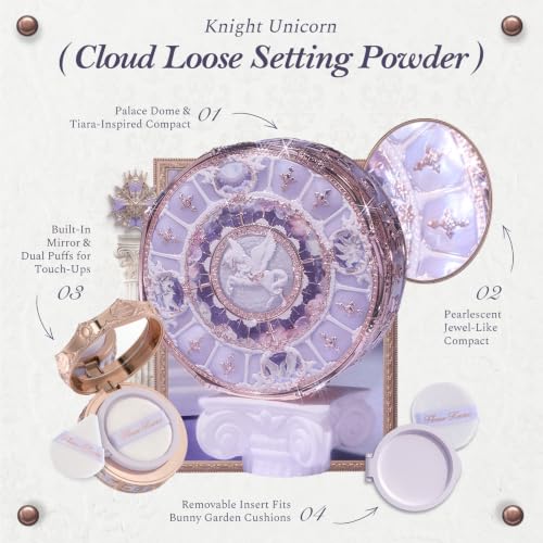 Flower Knows Knight Unicorn Cloud Loose Setting Powder - Talc-Free, 24H Oil Control