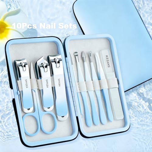 Portable 10-Piece High-Carbon Steel Manicure Set with Leather Case