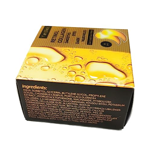 60 Pcs 24K Gold Under Eye Patches, 30 Pairs Undereye Mask for Dark Circles Puffy Eyes Treatment, Collagen Gel Pads Hydrating for Eye Bags Puffiness Wrinkle, Women Men Beauty Skin Care Products