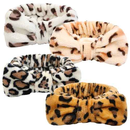 Huachi Spa Headband for Women Washing Face Girls Skincare Headbands Makeup Cheetah Print Leopard Face Wash Head Band Animal Print Christmas Gifts for Teen Girls