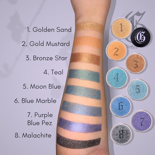 Blue Marble Loose Mineral Eyeshadow Palette - Blue Sparkly, Glitter, Shimmer, Cream, Smokey, Teal, Turquoise, Baby Blue Eye Shadow - Organic Eye Shadow Palette Makeup