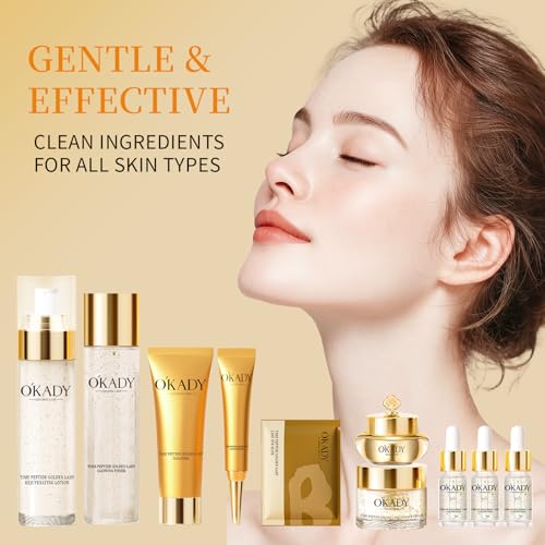 10-Piece Complete Skin Care Set for Women-Hydrating Facial Kit with Cleanser, Toner, 3x Serums, Revitalizing Water, Eye Cream, Face Cream, Primer & Eye Masks - Professional Daily Routine Gift Set