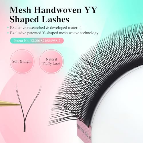 NAGARAKU YY Eyelash Extensions High Capacity 54 Rows 0.07 D Curl 7-15mm Mix Length Supplies Y Lash 4D Russian Volume Cross YY Eyelashes Handwoven Y Shaped Mesh Technology Wispy Cluster Matte Black
