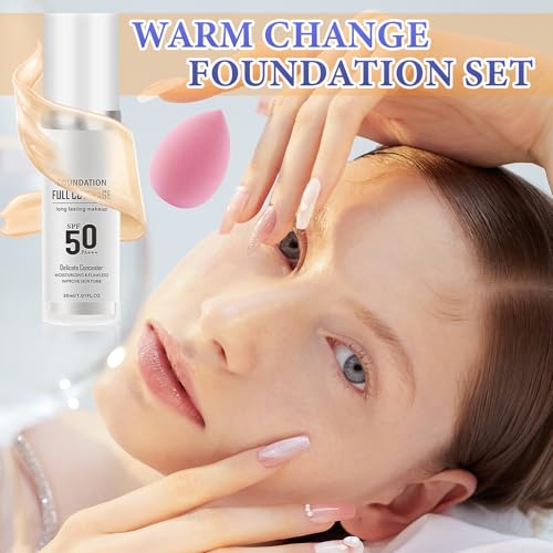 Color Changing Foundation Set - Full Coverage Liquid with Brush