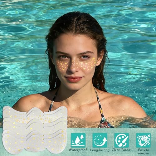 Glitter Face Freckle Stickers - 6PC Gold Star Heart Bow Patches