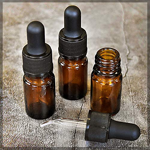 Small Essential Oil Dropper Tops ? 6?Pack Bent Glass & Rubber Bulbs ? Fits 5ml Bottles (Boston Round 18/415) ? Leak-Proof & Reusable ? Great for Thicker Oils & DIY Blends