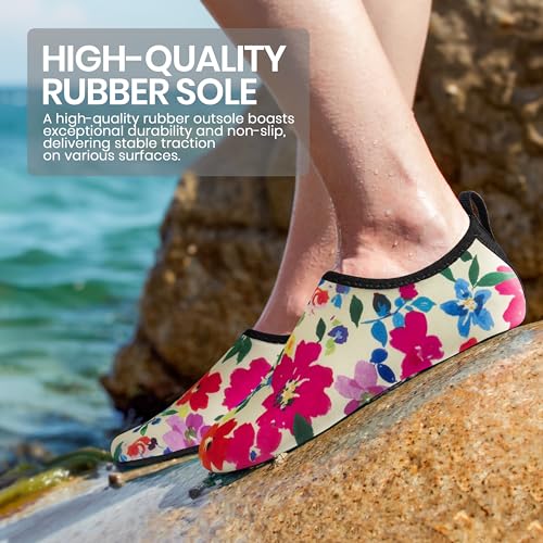 SEEKWAY Water Shoes Women Men Adult Quick-Dry Aqua Socks Barefoot Non Slip for Beach Swim River Pool Lake surf Black Size SK002