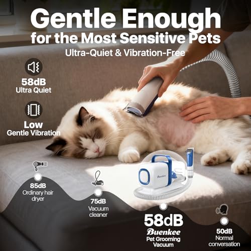 Buenkee Dog Grooming Vacuum Kit with Clippers & Brush - 2L