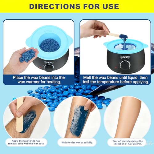 Hard Wax Beads, 2.5lb Wax Beans for Hair Removal Sensitive Skin + 10 Large Applicator Sticks - Coarse Hair Formula ? Brazilian Bikini, Face, Eyebrows, Underarms, Arms, Chest, Back, Legs(1134g)