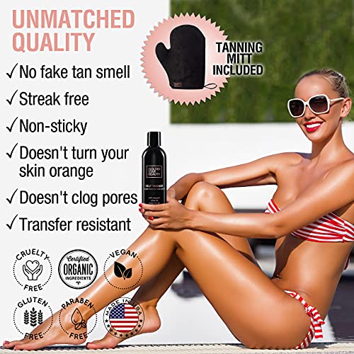 Self Tanner Lotion with Tanning Mitt & Tan Extender Daily Moisturiser for Beautiful and Long-lasting Sunless Tan