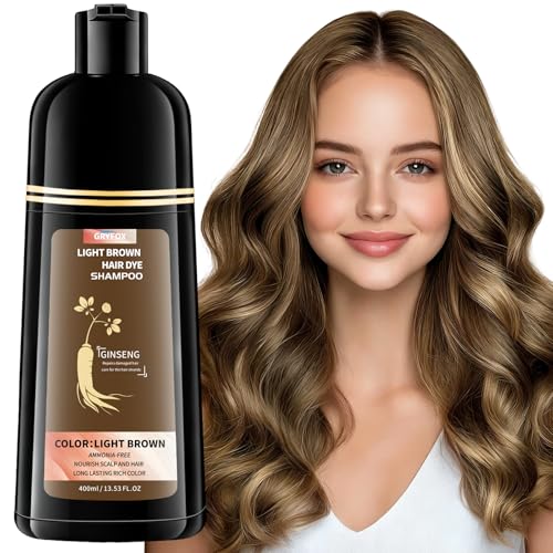 GRYFOX Light Brown Hair Dye Shampoo – Gray Coverage, 15 Mins