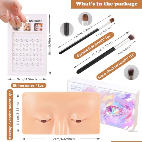 Silicone Makeup Practice Face with Brushes & Gems