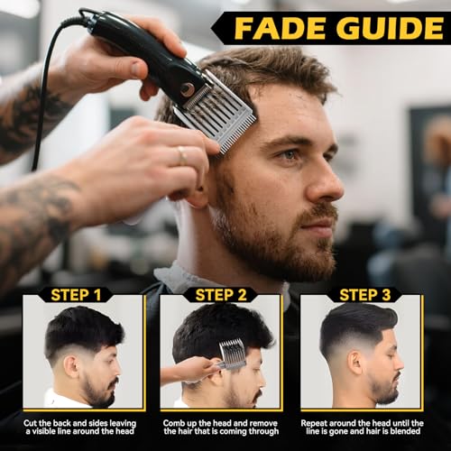Blend Friend Fade Comb Professional Voluminous Wide-Tooth Texture Hair Styling Comb Set, Perfect Blending Comb Haircut Tools for Home, Salon or Professional Use (1 Pack - Grey)