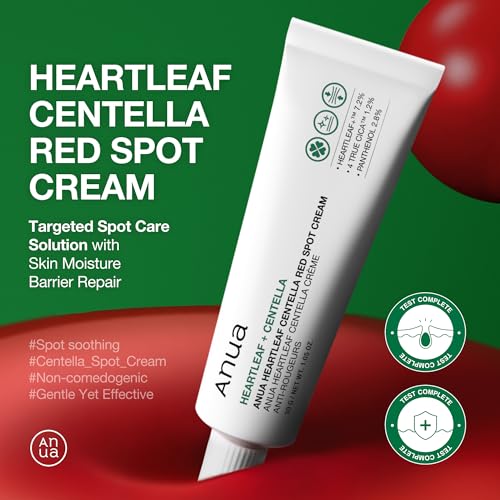 Anua Heartleaf Centella Red Spot Cream, Face Moisturizer for Skin Relief, Niacinamide, Centella, Panthenol, Spot Treatment for Sensitive Skin, Non-comedogenic, Korean Skincare (1.05 oz)