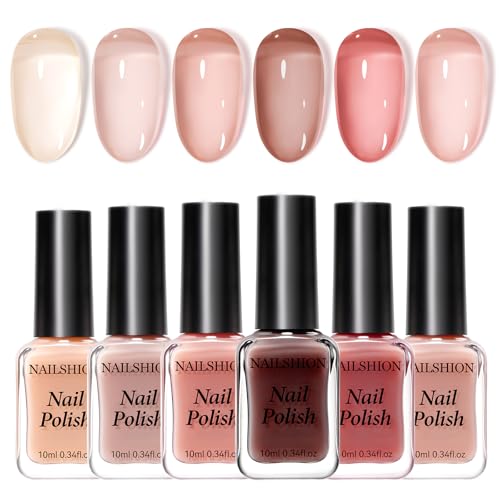 Jelly Nail Polish Set - 6 Colors, Air Dry, No UV Lamp