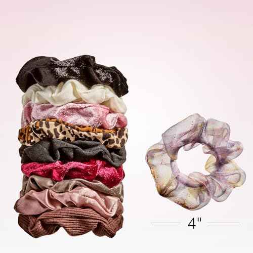 Scunci by Conair 10pk Scrunchie Velvet & Knitted Gift Box - hair ties -holiday gifts - teen girl gifts - hair elastics - hair accessories for girls - stocking stuffers - gifts for her - Assorted
