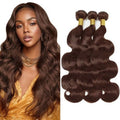 #4 Brown Body Wave Hair Bundles - 30 32 34 Inch Human Hair