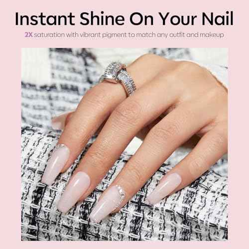 modelones Nude Gel Polish Glitter Glitter Gel Nail Polish Pink Shimmer Nail Polish Base Color Soak Off U V Soap Nails for Nail Art Manicure at Home 15ML