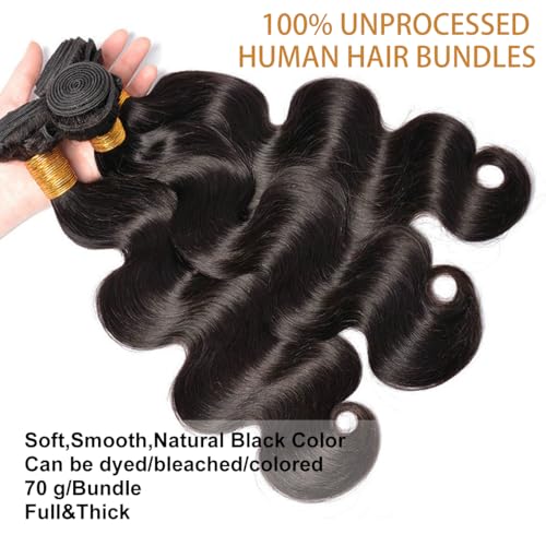 Body Wave Human Hair 3 Bundles 14 16 18 Inch Brazilian Virgin
