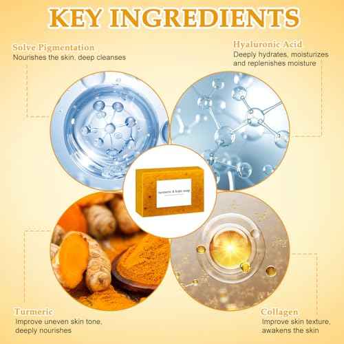 Lemon Turmeric Soap, Turmeric Soap Bar for Face £¦ Body, Natural turmeric Handmade soap for All Skin Types (3pcs)