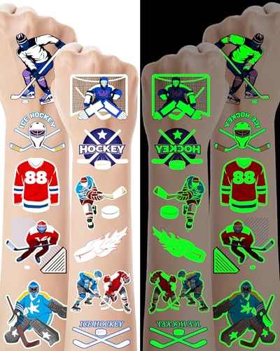 164 Glow in Dark Ice Hockey Temporary Tattoos