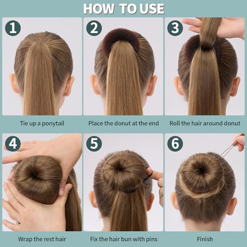 FANDAMEI Brown Kids Hair Bun Maker Set with Nets, Pins & Elastics for Ballet & Everyday Styles