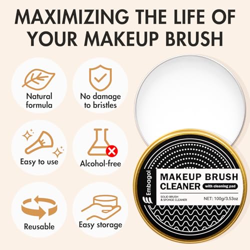 Embagol Makeup Brush Cleaner Soap with Silicone Pad, 100g