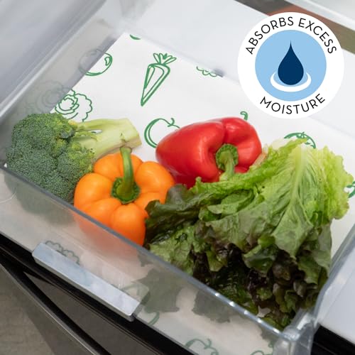 Absorbent Refrigerator Liners - 12x24 Inch Veggie Print, 3 Pack