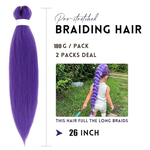 Purple Braiding Hair Extensions 26 Inch Pre-Stretched 2 Pack