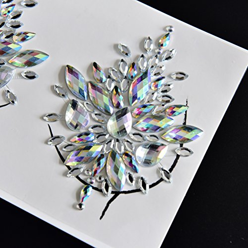 Breast Jewels Rhinestone Tattoo Stickers - 3 Sets Self-Adhesive Body Gems