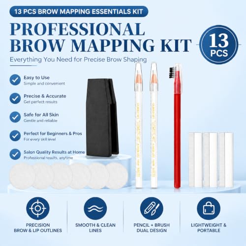 PMU Microblading Mapping Pencil Kit - 13Pcs for Permanent Makeup Contouring
