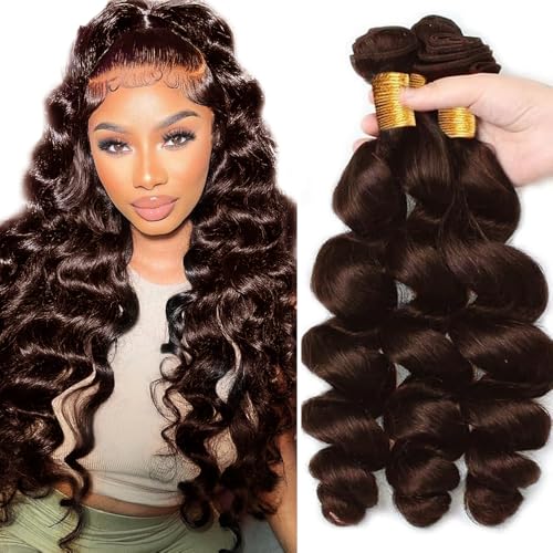 Brown Loose Wave Human Hair Bundles #4 20-24 Inch